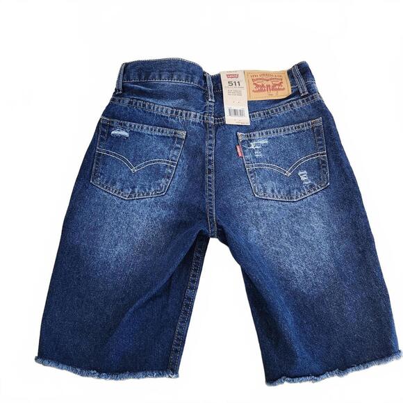 Levi's NEW Boy's Slim Cut-Off Denim Shorts Blue Size 14 - Picture 3 of 8
